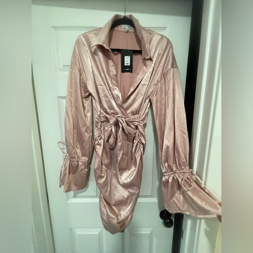 Fashion Nova Mauve Satin Midi Dress